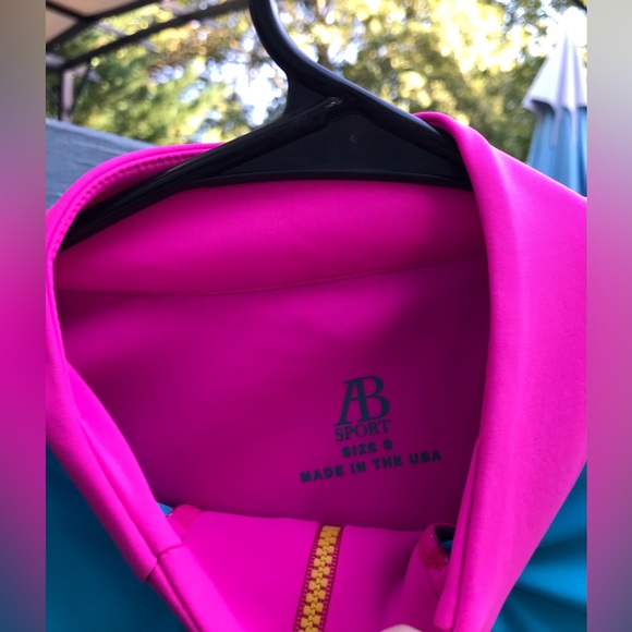 NEW AB Sport Golf Long Sleeve Sun Shirt w Mesh Sleeves UV 40 colorblock collar - Picture 9 of 10